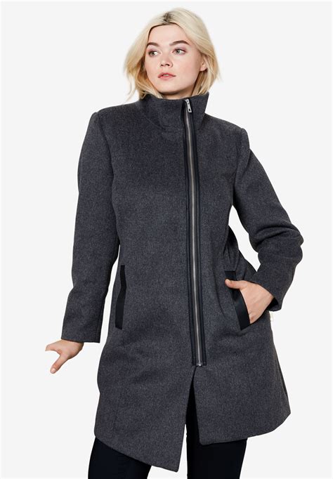 Wool Blend Asymmetric Coat 